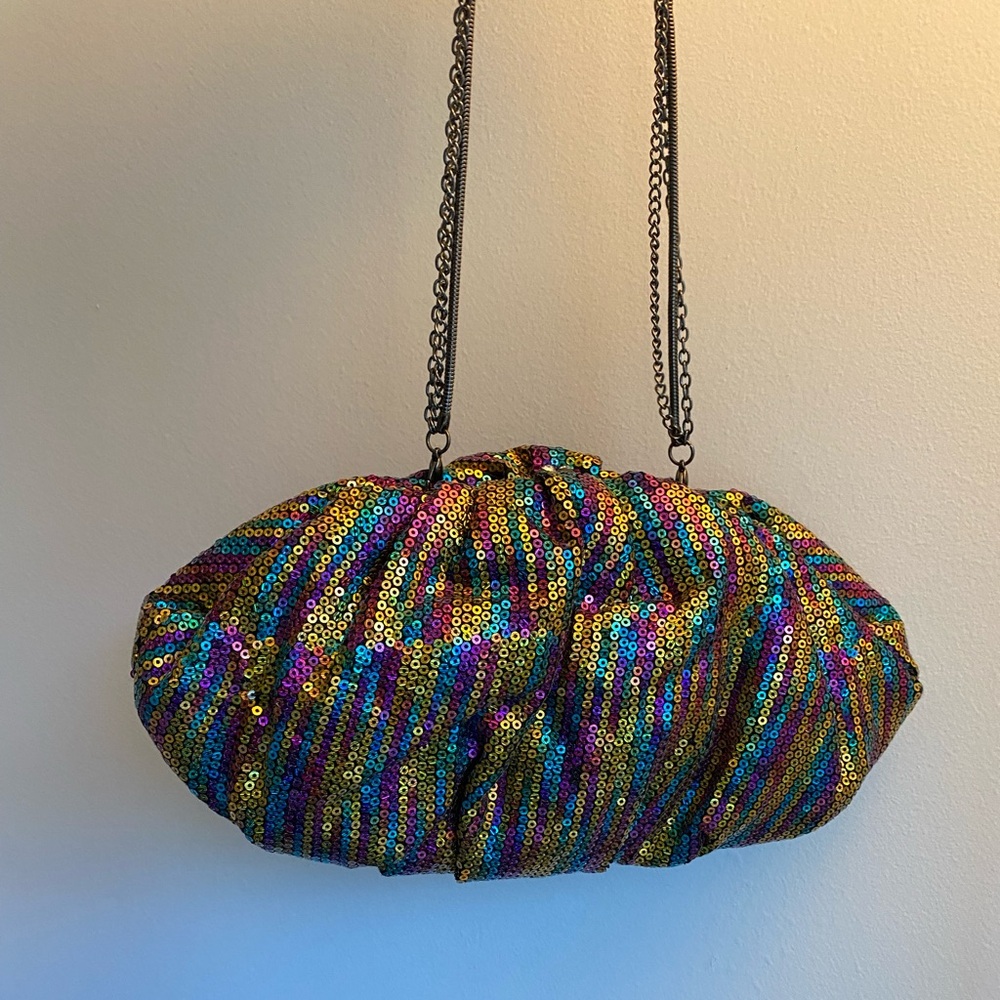 Betsy Johnson Rainbow Sequin Girl Clutche / Bag